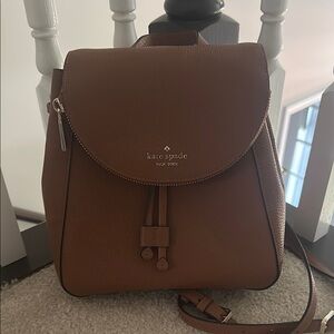 Kate Spade Brown Backpack with Flap-Over Design